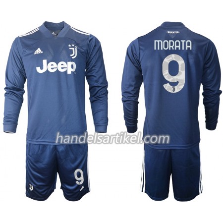 Juventus Morata 9 Kinder Auswärts Trikotsatz 2020/21 Langarm (+ Kurze Hosen)